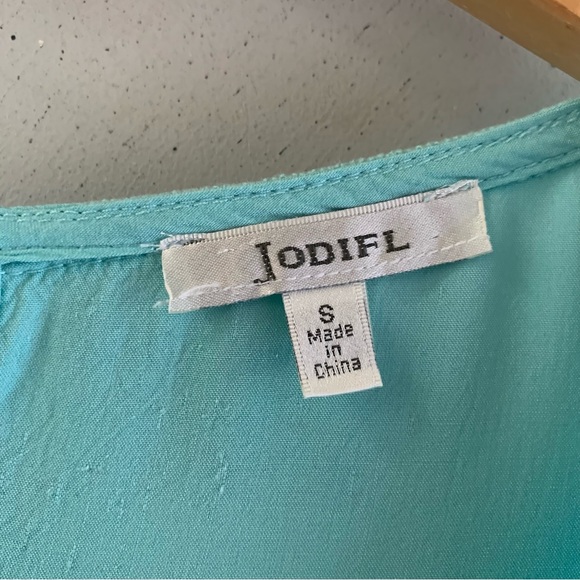 JODIFL Teal Blue Crochet Ruffle Boho Dress - Picture 4 of 7